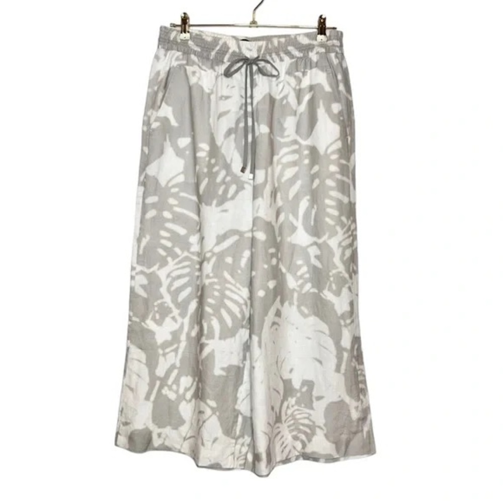 Lafayette 148 Linen Leaf Print Wide Leg Pants Size S‎